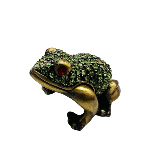 Vintage Jeweled Miniature Frog Trinket Box - Picture 2 of 8